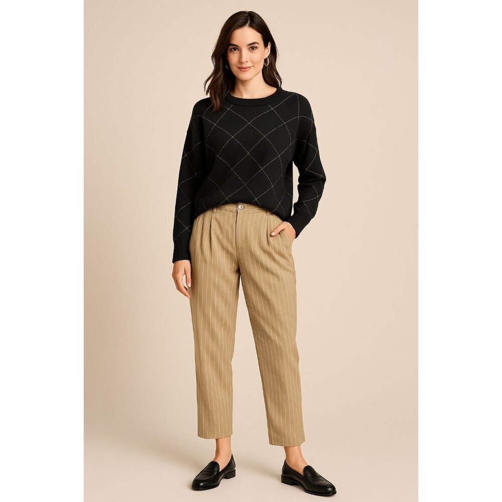 RVCA Hudson Striped Relaxed Straight Leg Academia Blokecore Pant XTRA-LARGE Tan